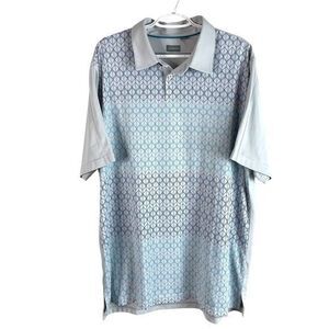 Ashworth Mens Performance Golf Polo‎ Shirt XL Gray Blue Stretch Quick Dry *read